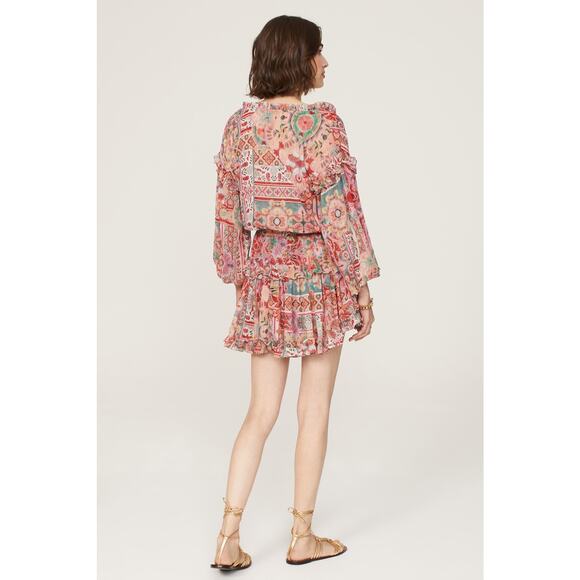 MISA Los Angeles Multicolored Metallic Split Neck Long Sleeve Elena Dress Size S - Picture 2 of 13